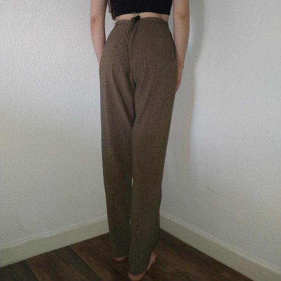 High Waist Neutral Pattern Straight Leg Trousers - Picture 3 of 4